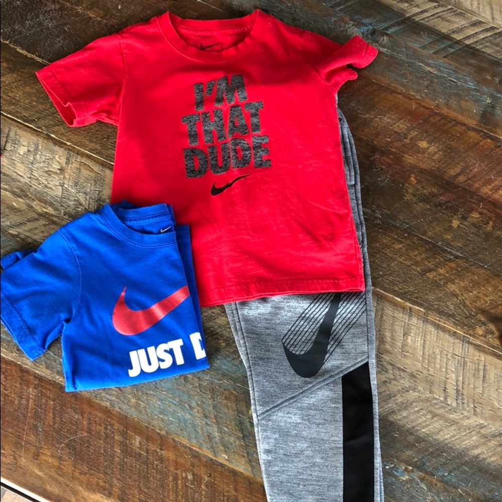 Nike Boys Size 7 Dri-Fit Pants & two t-shirts
